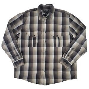 Filson Washed Feather Cloth Shirt | Gray & White Plaid | Men's Sz L